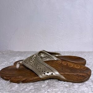 Orthaheel Womens Slide Sandals Metallic Gold Size 10 Orthotic